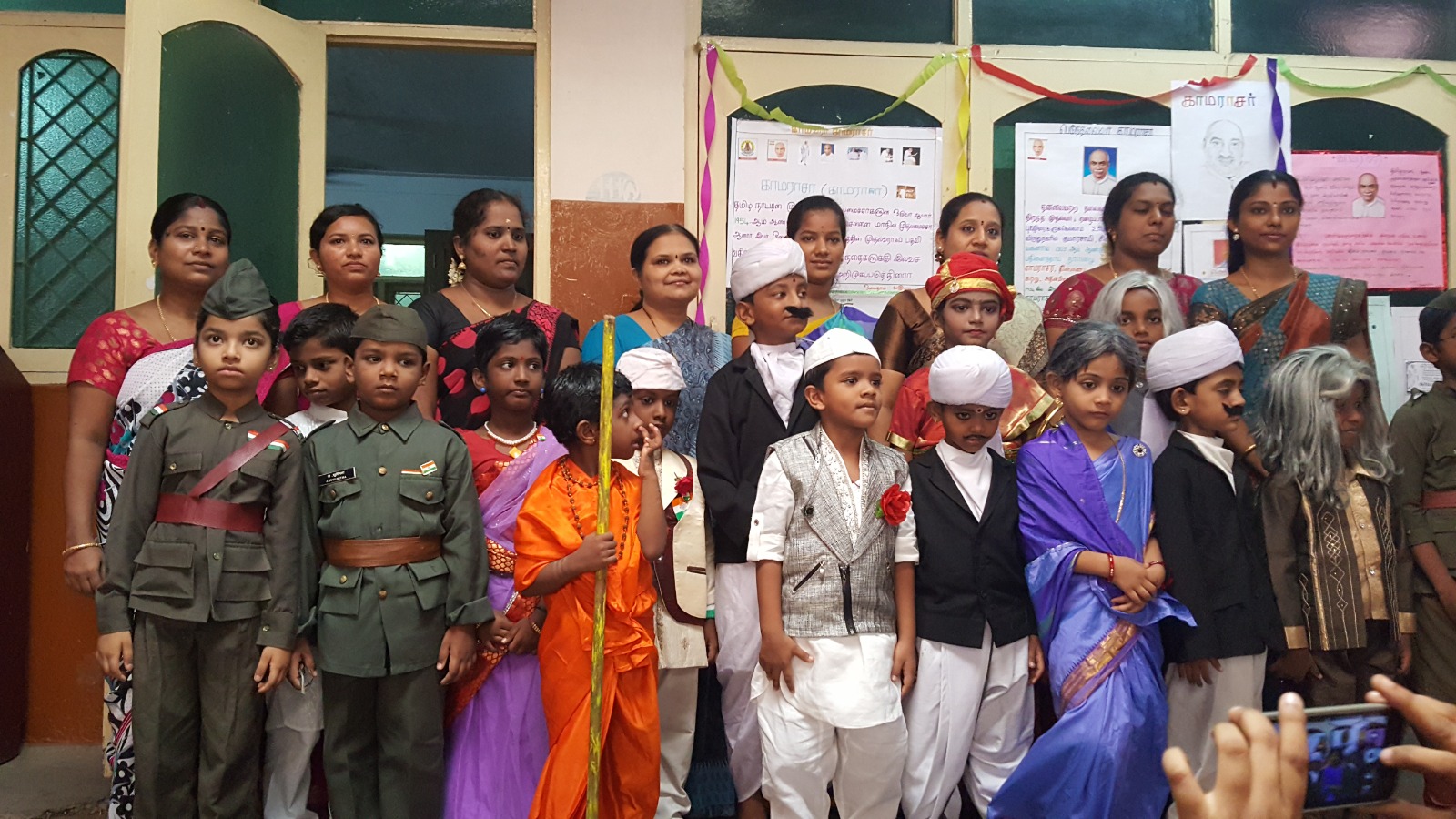 Students and teachers at the school fancy dress event